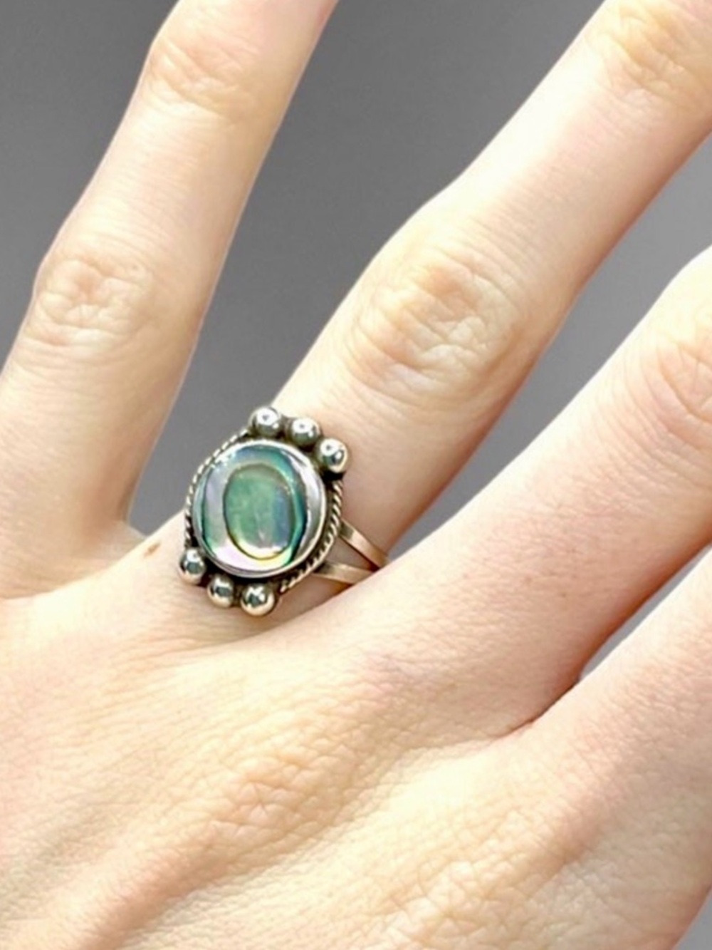 🌺Vintage Taxco Sterling & Abalone Ring - Picture 9 of 11